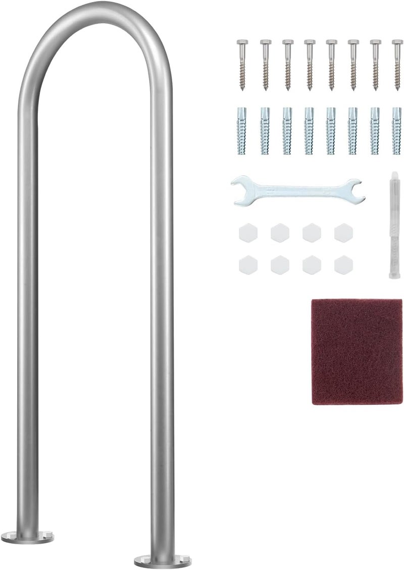 VEVOR درابزين رصيف، 36 × 13 بوصة درابزين حمام السباحة، ألمنيوم مع قاعدة للحمامات الداخلية/الخارجية، درابزين أمان للقوارب للسطوح، قضيب مقاوم للصدأ مع ملحقات للأرصفة - Image 1